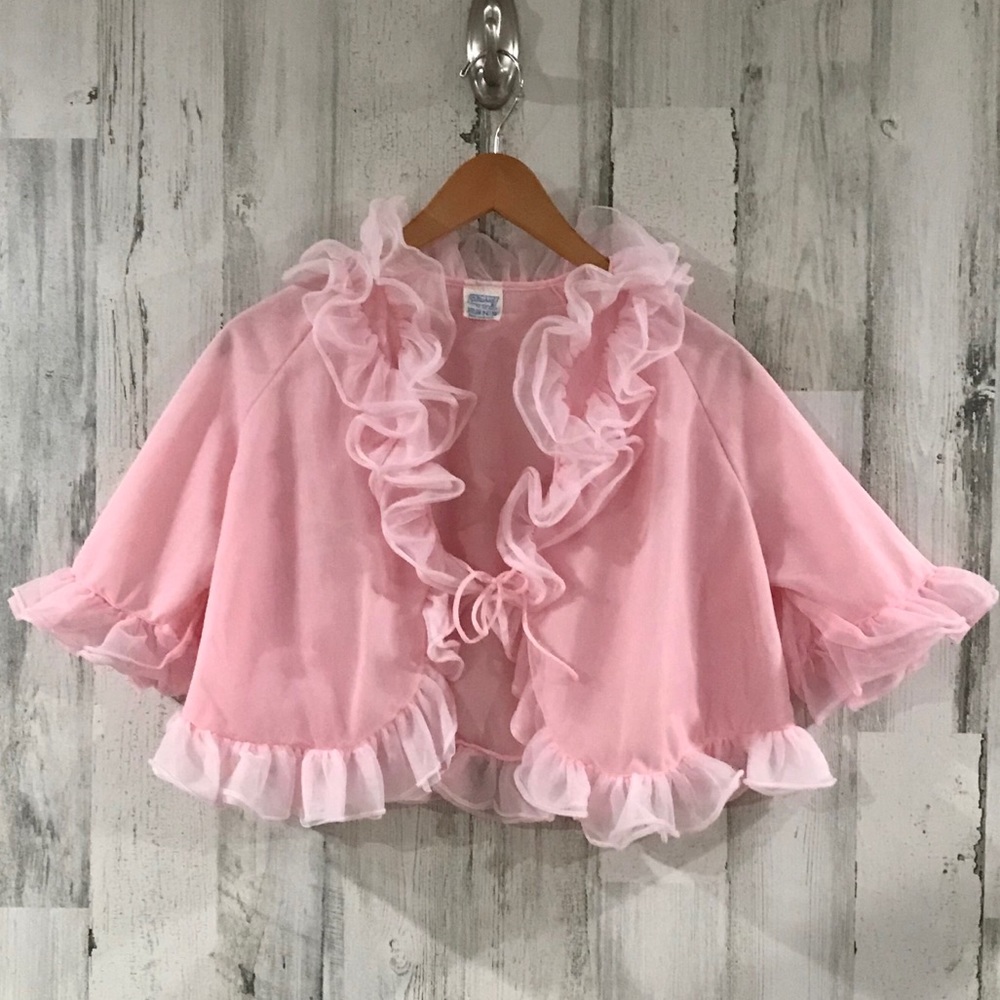 Vintage Pink Crop Boudoir Robe Jacket Size 34/36